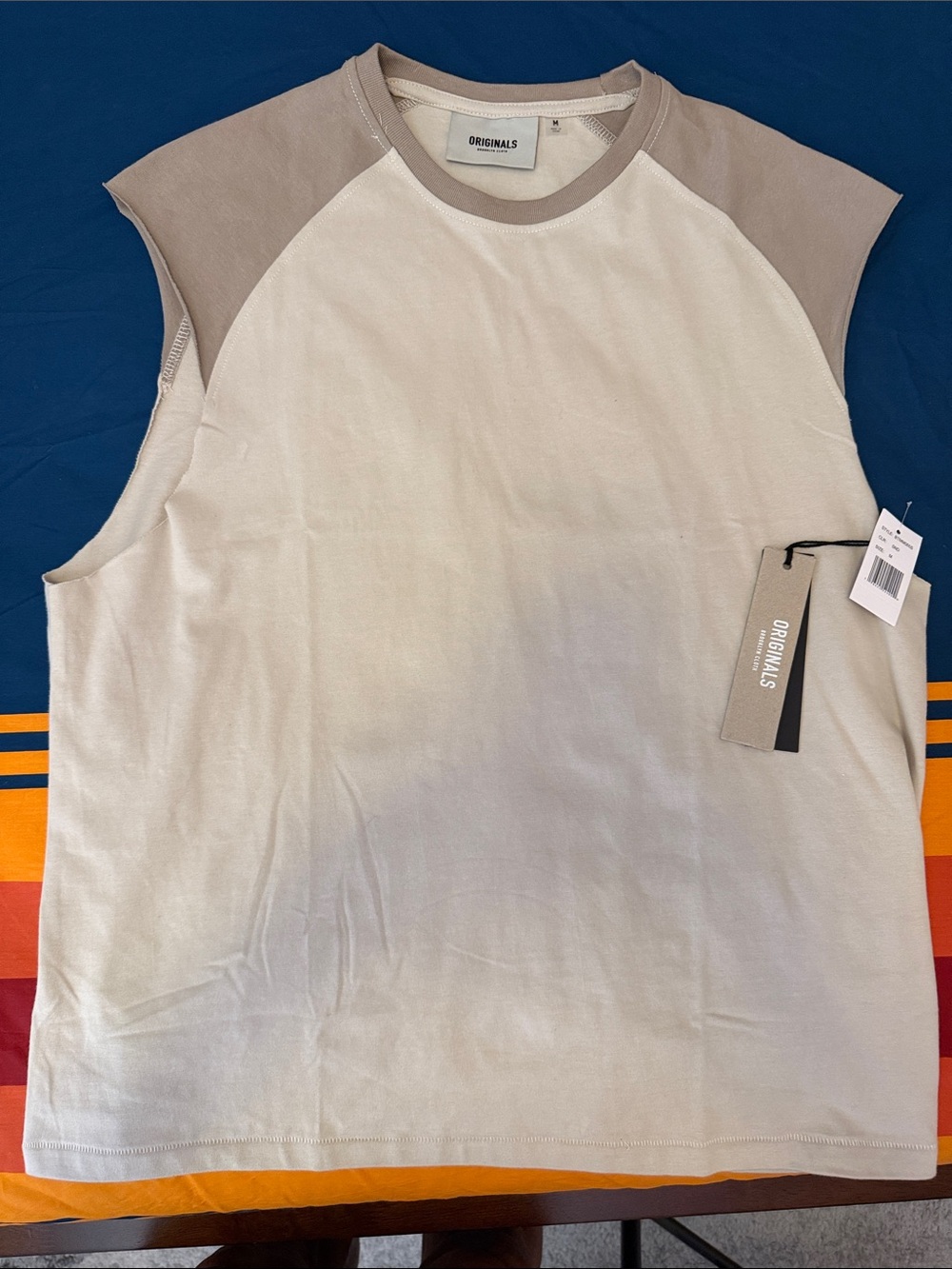 Originals Sleeveless Raglan Top in Beige and Cream